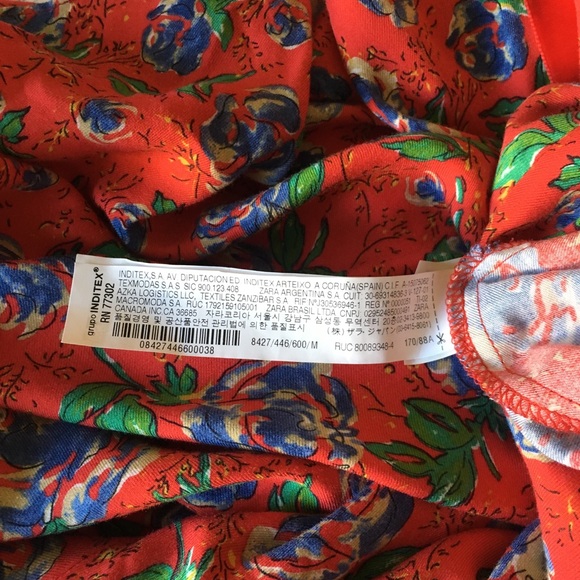 Zara Trafaluc Red Foral Romper Wrap Dress - M  NEW - Picture 7 of 8